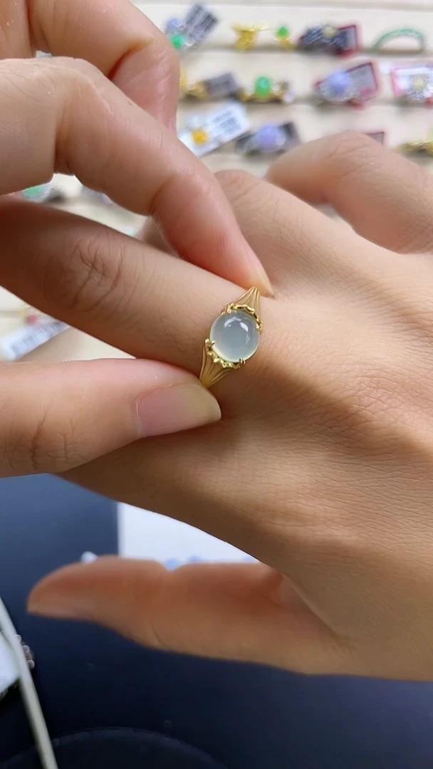 银S925镶嵌戒指翡翠翡翠 蛋面 银S925镶嵌