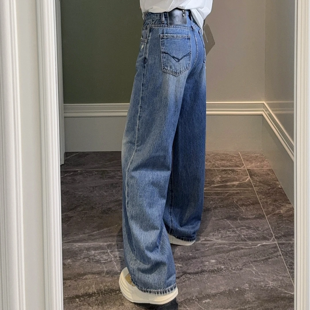 爆款神裤阔腿牛仔裤2025春夏新款百搭宽松时尚洋气直筒阔腿牛仔裤
