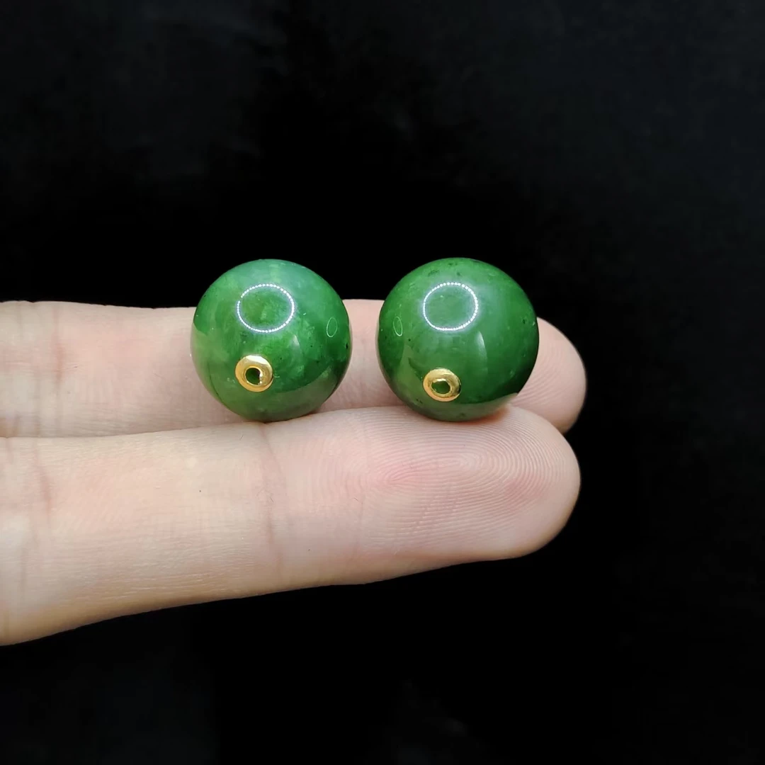 【老三珠宝】18k金和田玉转运珠吊坠赠链H24【多样性发其一】约14mm