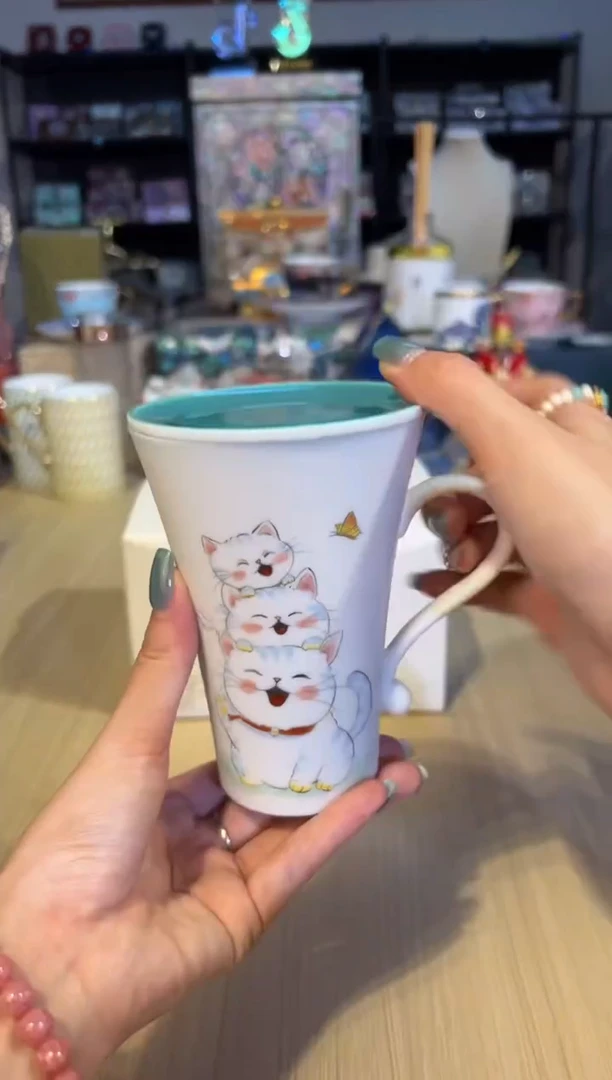 53卓见绿松招财猫盖杯