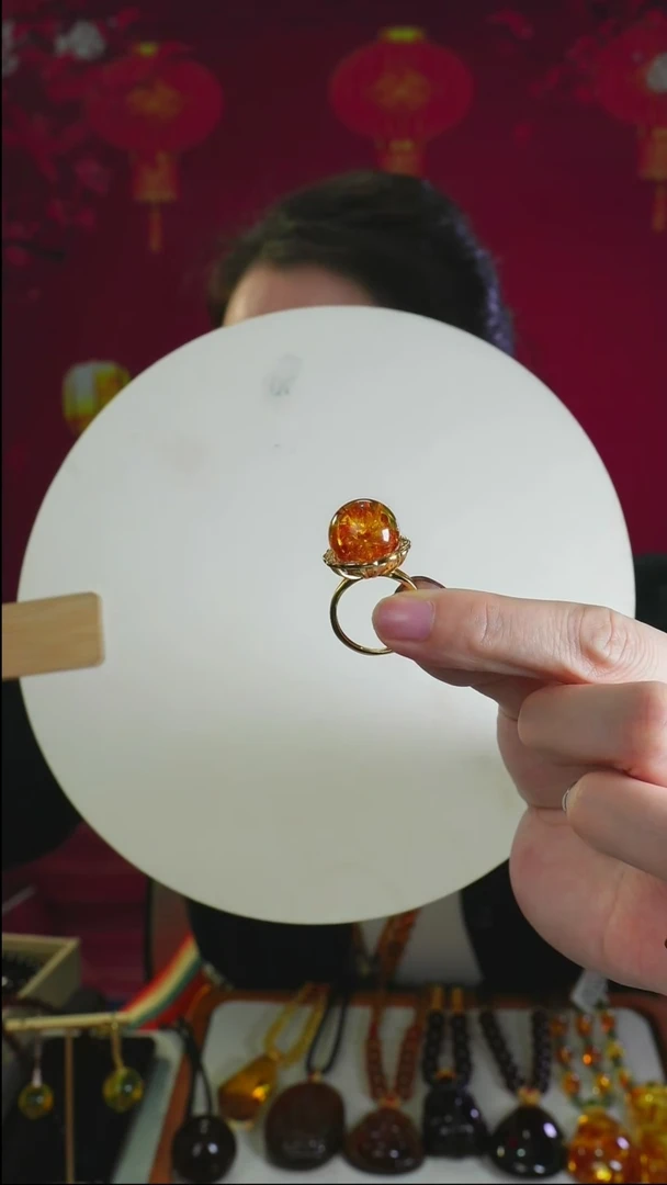 【闪购商品】琥珀（花珀）颈饰银S925镶嵌福利