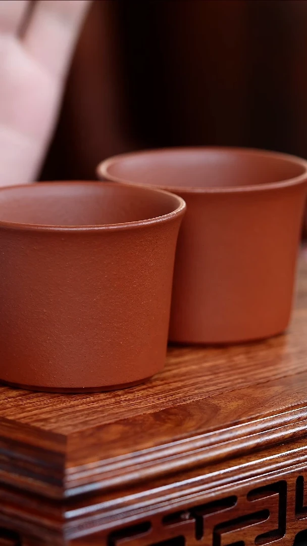 茶壶紫砂原矿朱泥紫砂杯2个100cc