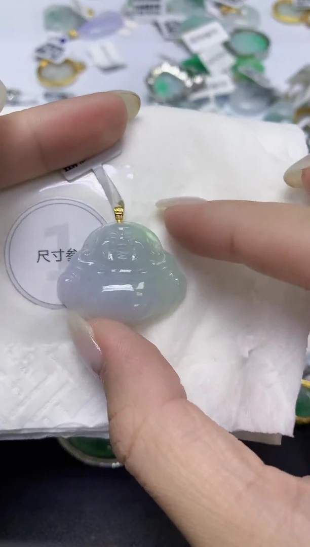 颈饰18K金镶嵌翡翠天然缅甸翡翠A货百元以上9元证书费自理