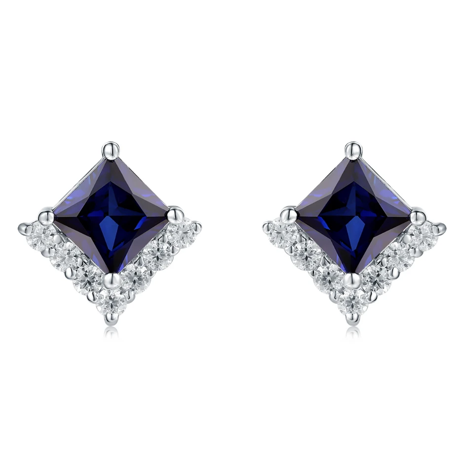 培育蓝宝石【凌姐专属】s925蓝宝石耳钉1.15ct*2 JSWL090705