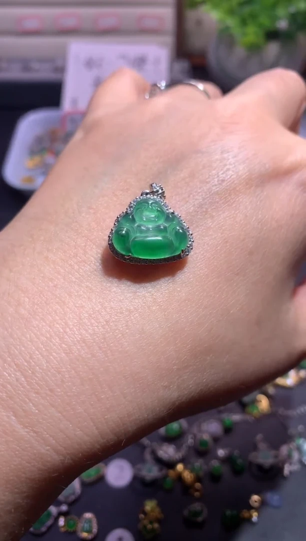 翡翠银S925镶嵌吊坠(不含链)1