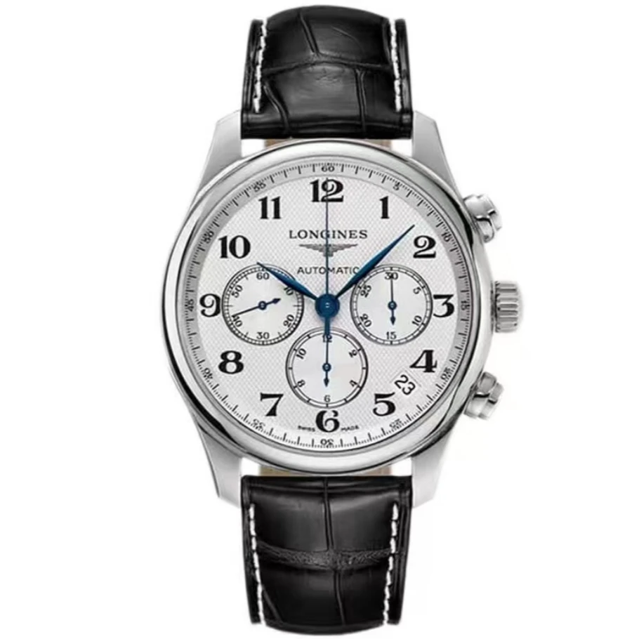 99新 Longines/浪琴 L2.859.4.78.3/名匠三眼多功能计时/表径44