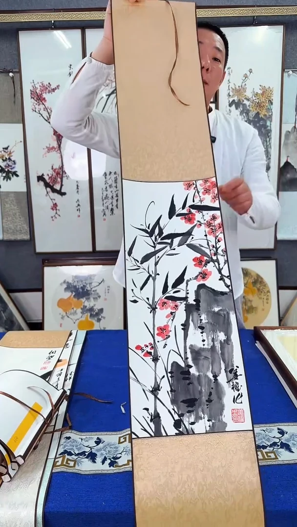 国画没住双清 卷轴20*150