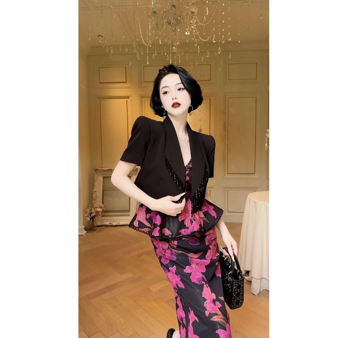 LYXJ【德肯拉之陨】TR高级轻奢定制立体剪裁重工流苏西装外套12148