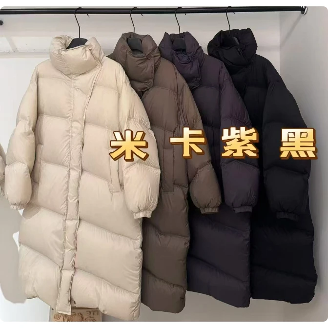 羽WB2123   2025新款羽绒服韩版宽松过膝长款女加厚保暖连帽外套