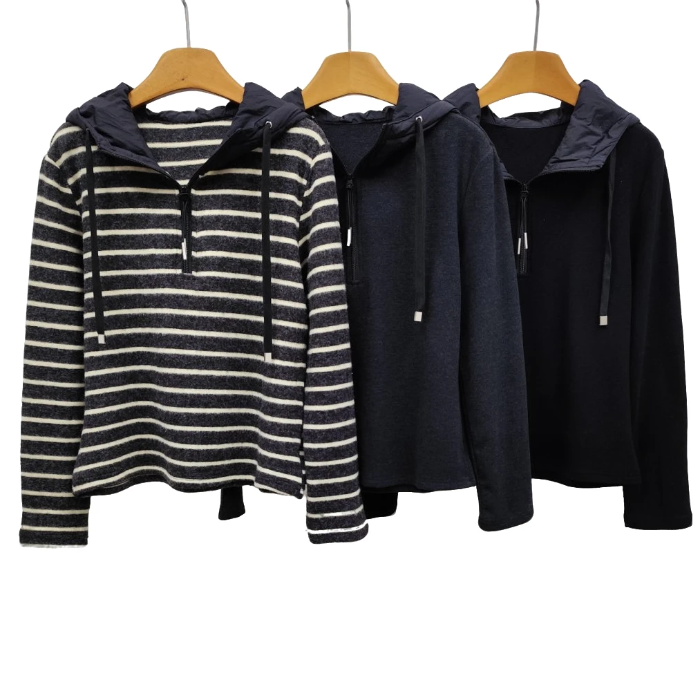 YITONG/倚桐2025冬季时尚休闲套头半拉链拼接连帽卫衣（S5B88300）