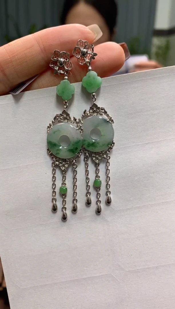 颈饰银S925镶嵌翡翠净货15777