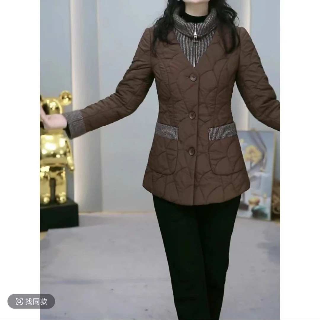 保暖常规款女短外套女士显瘦妈妈装冬季外套轻薄修身棉衣女装