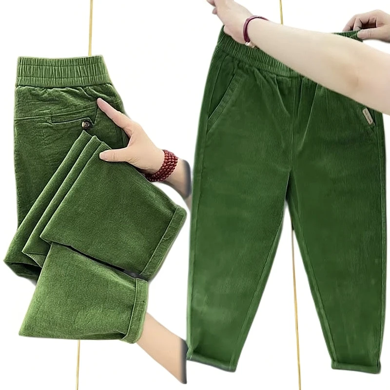2024条绒休闲裤新款萝卜显瘦宽松高腰灯芯绒洋气秋季百搭哈伦小众