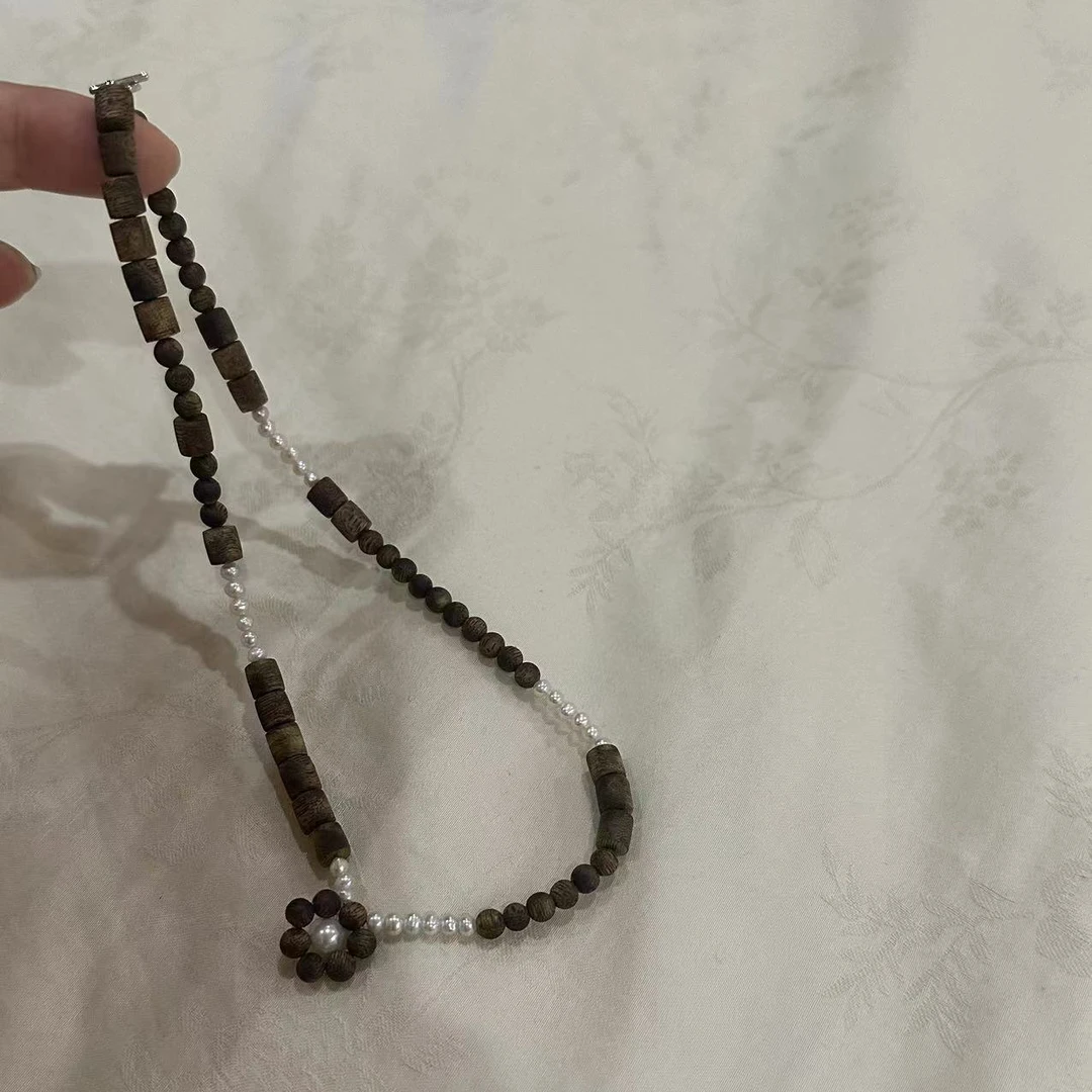 月球来信 沉香103海南沉香莺歌绿棋楠珍珠原创设计款脖挂项链