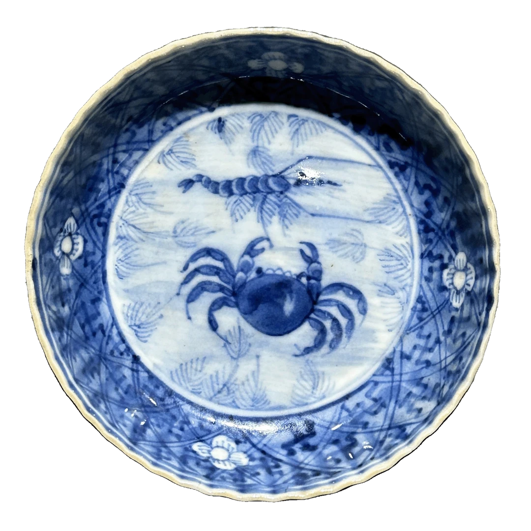 25201290g青花虾蟹纹碟