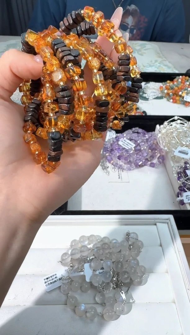 未镶嵌琥珀手链F022花珀方块木头款