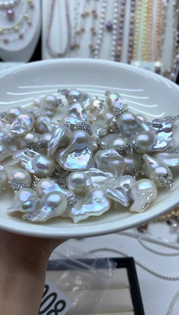 淡水珍珠银S925镶嵌吊坠(不含链)多样性发其一