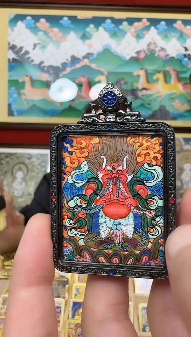 吊坠大鹏-热贡纯手绘唐卡吊坠