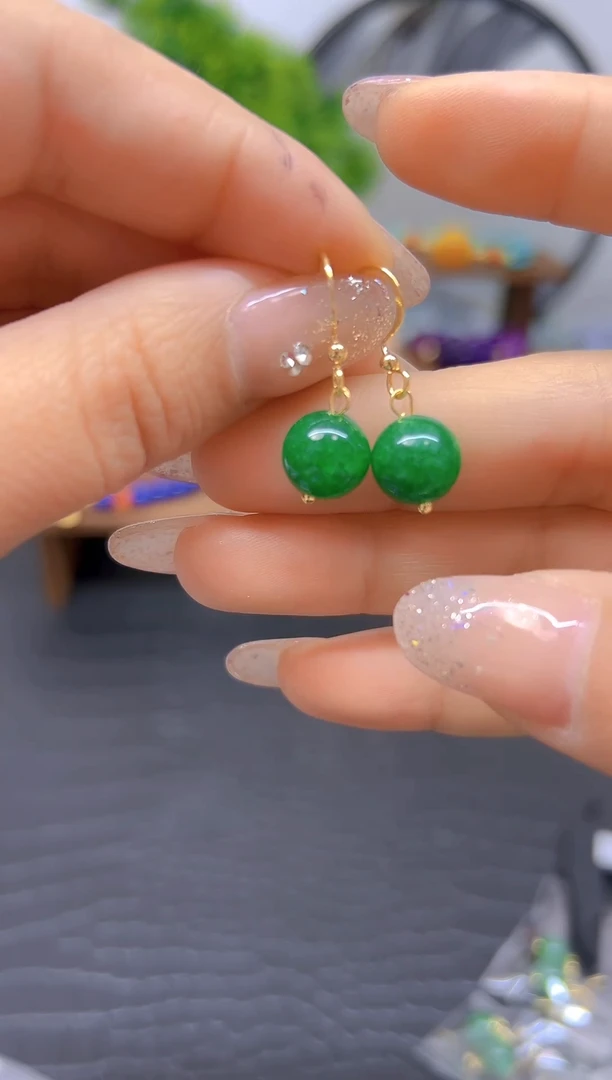 【闪购商品】翡翠耳饰14K金镶嵌耳饰DiyE11
