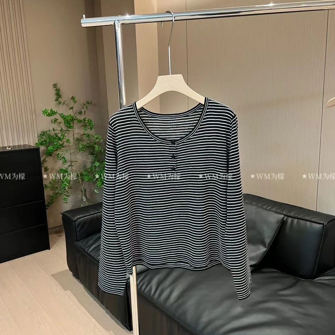WMeng.【大U】韩货百搭经典显瘦横条针织衫