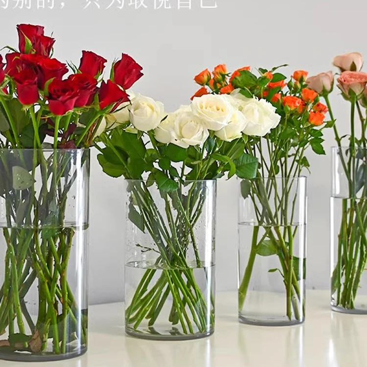 【V5】新款亚克力透明养花桶鲜花插花桶圆形醒花桶花店花瓶防摔