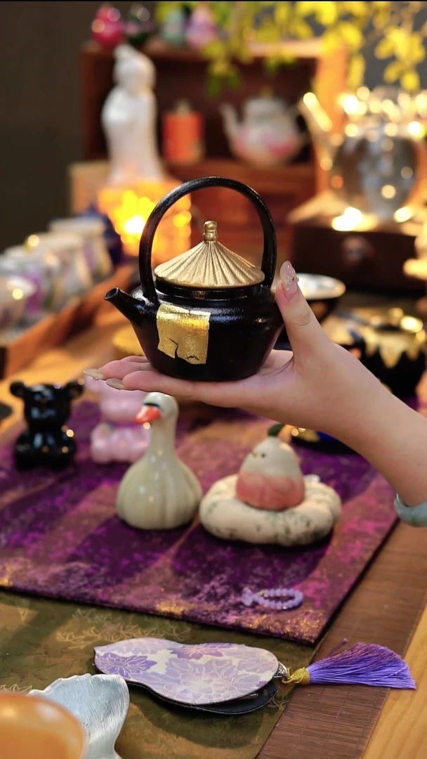 304不锈钢手柄款大漆提梁壶金