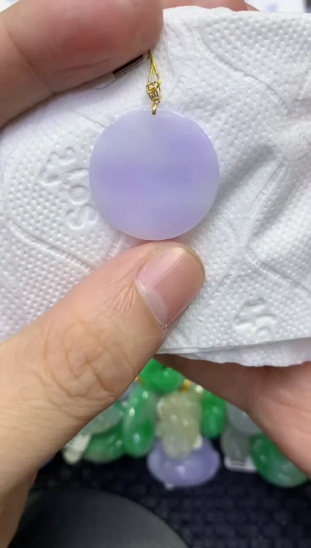 颈饰18K金镶嵌翡翠天然缅甸A货翡翠