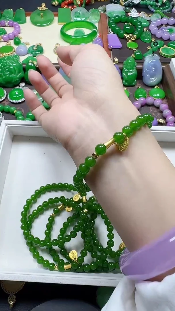 颈饰未镶嵌和田玉竹节6mm手串