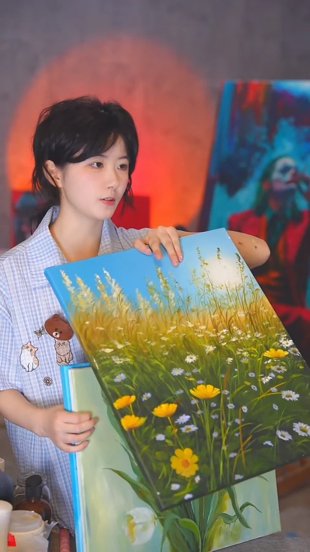油画7****床小尺寸烟花灰原哀丙烯画纯手绘