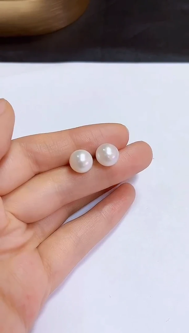 银S925镶嵌耳饰淡水珍珠10