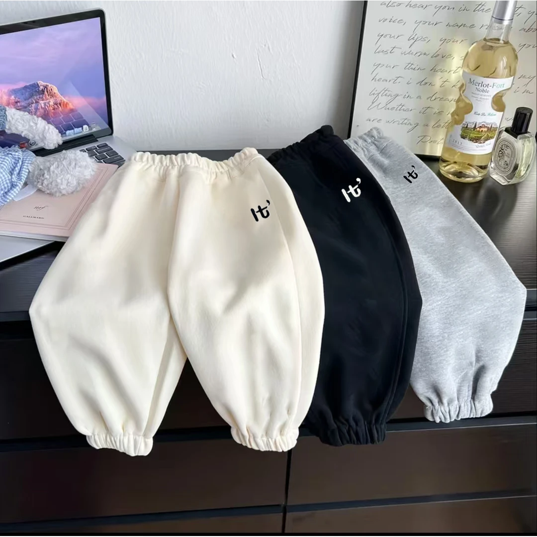 儿童秋季新款棉质卫裤宽松百搭男宝女童休闲中大童束脚裤子1-15岁