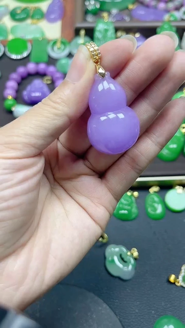 颈饰14K金镶嵌翡翠紫大葫芦裸