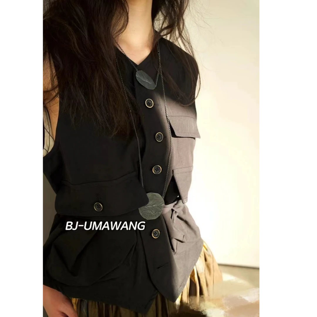 气质网红黑色小香风秋冬马甲外套Q001