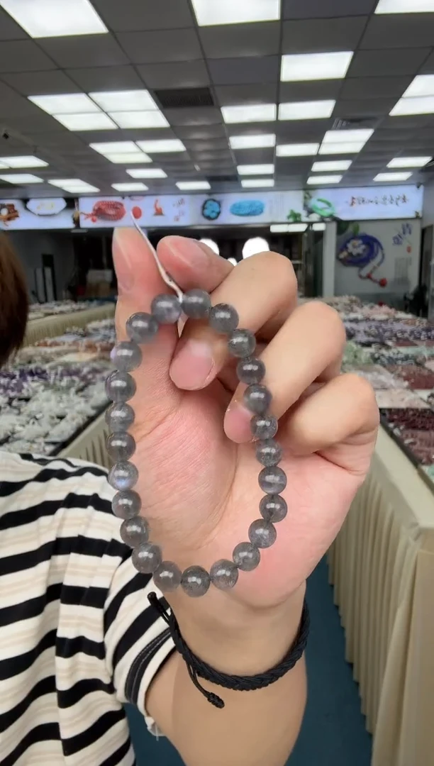 未镶嵌手链水晶黑体灰月光手串8M