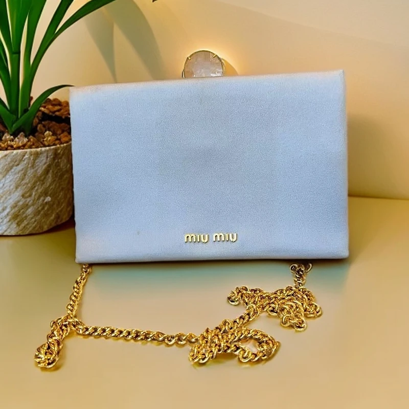 95新 MIU MIU/缪缪 蓝色链条包 1178 8176