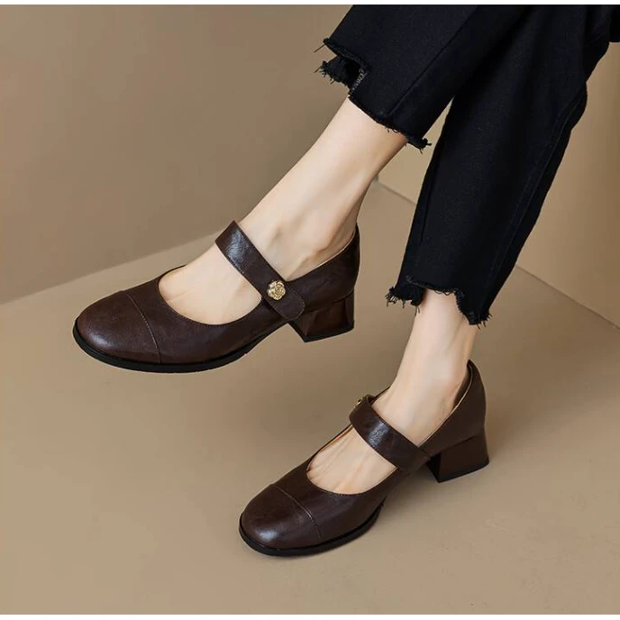 陈老板~羊皮4公分/夏季复古时尚休闲单鞋百搭女鞋232-1