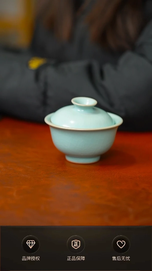 仿古二才压手盖碗不完美 简装