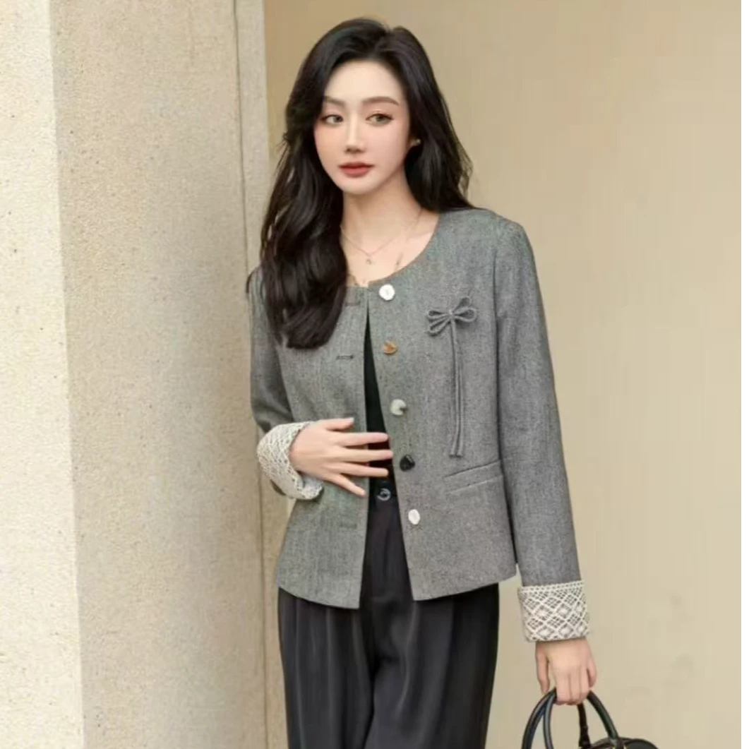 609休闲圆领小香外套