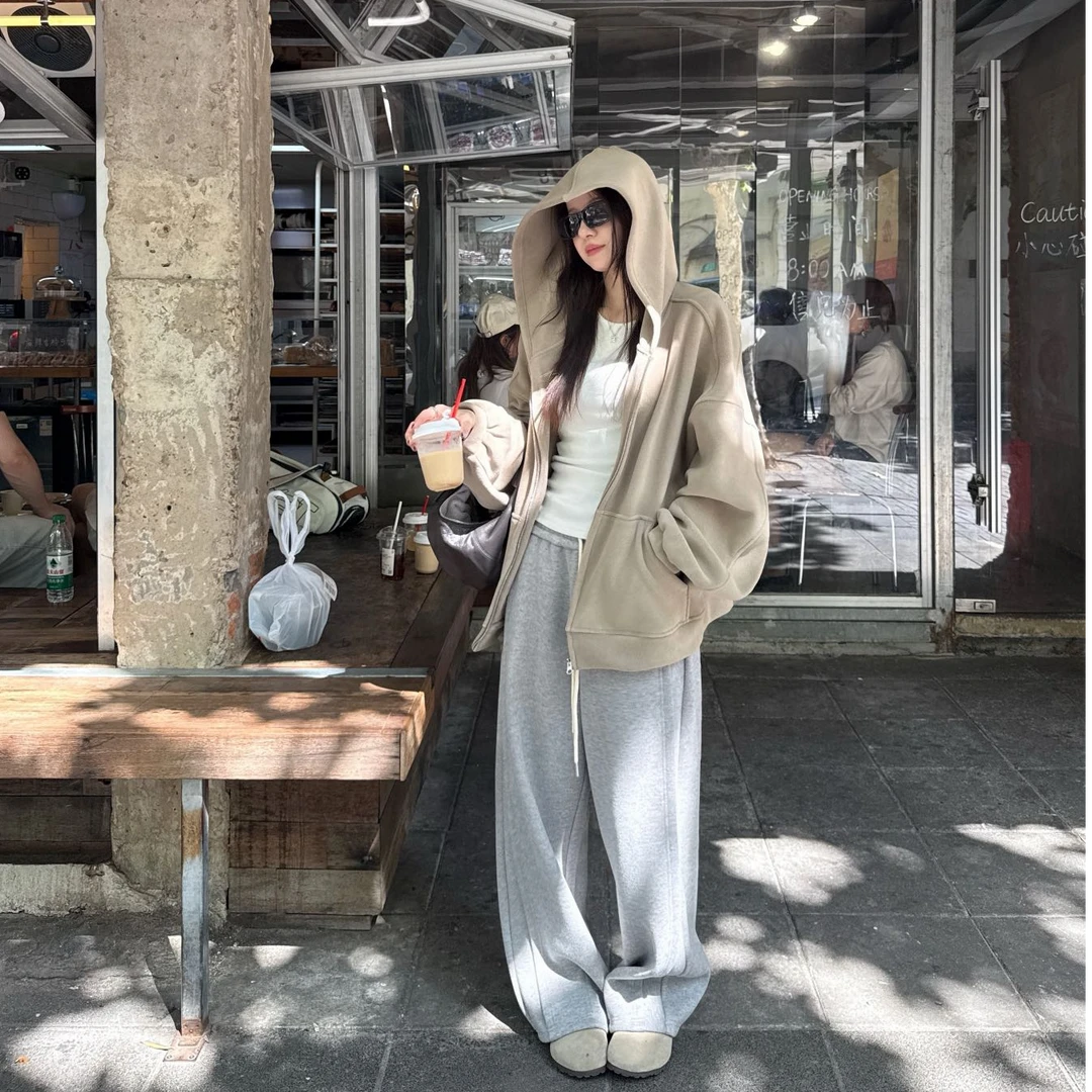 学院风套装女2025新款秋冬高级松弛感打底衫宽松外套休闲阔腿裤子