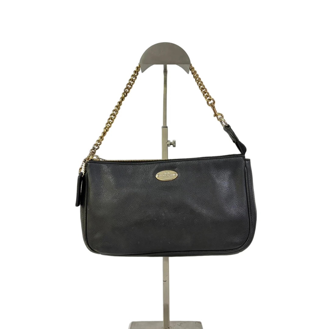 95新 COACH/蔻驰 黑色全皮大号麻将包 SH-31247-A+