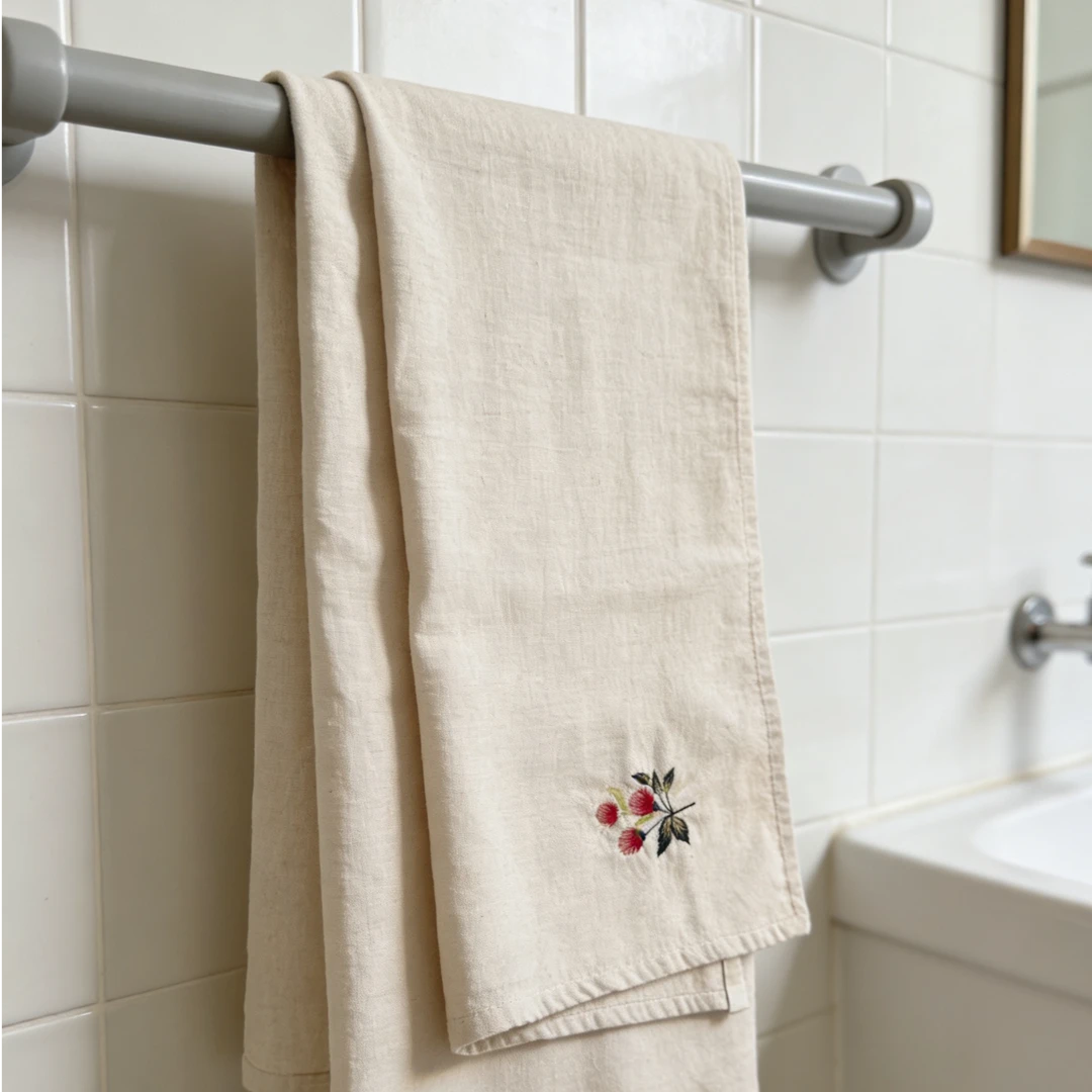 汉麻刺绣麻本色浴巾70*160cm抗菌抗螨吸湿易干无异味柔软外贸款