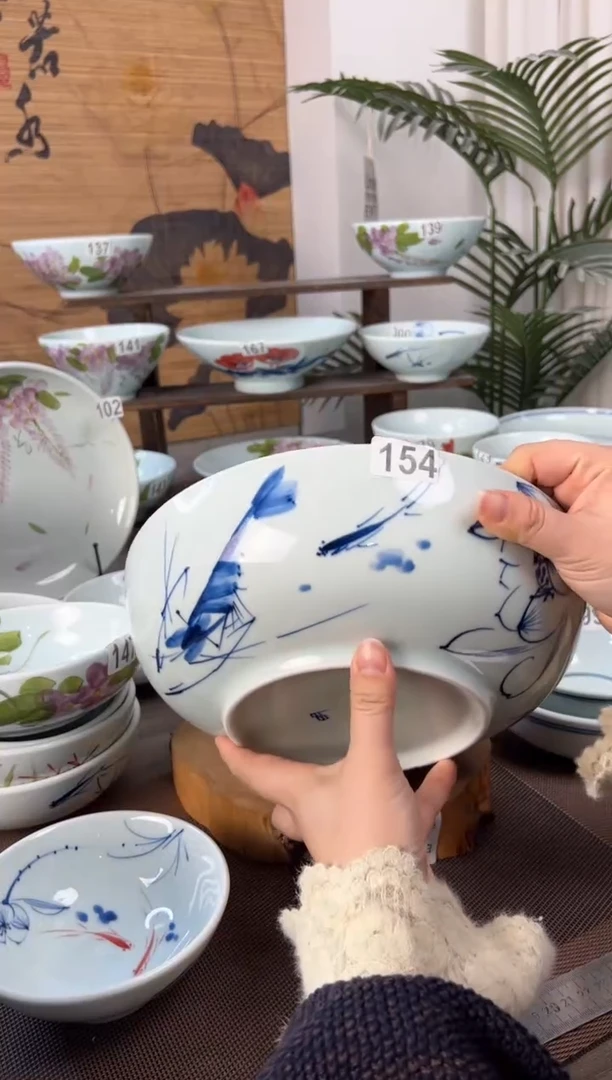 明舟微瑕手绘10寸罗汉碗（单只装随机图案）