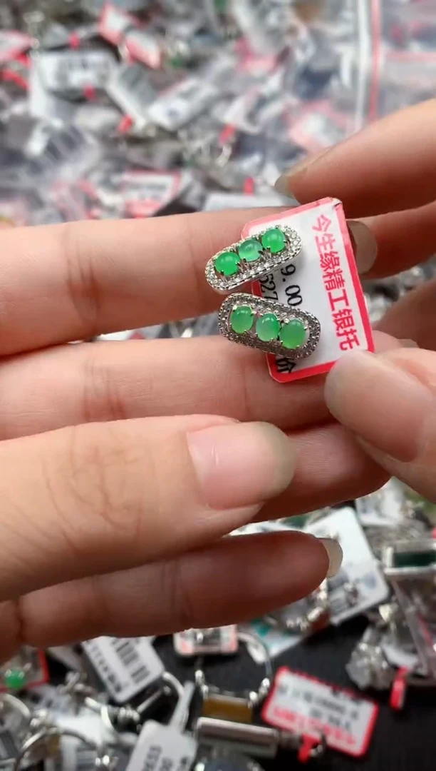 银S925镶嵌戒指翡翠天然A货缅甸翡翠
