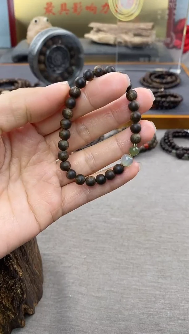 【闪购商品】沉香手串芽庄白棋老料沉水06单圈设计