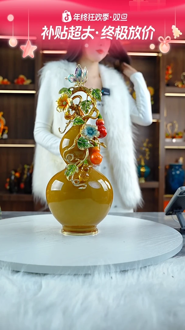 合金五福临门 珐琅彩葫芦摆件