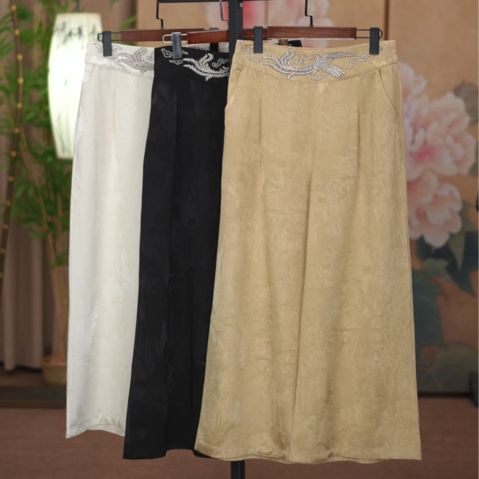 锦书-新中式国风重工刺绣凤凰于飞高级感重磅阔腿裤