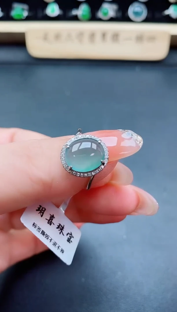 银S925镶嵌戒指翡翠1