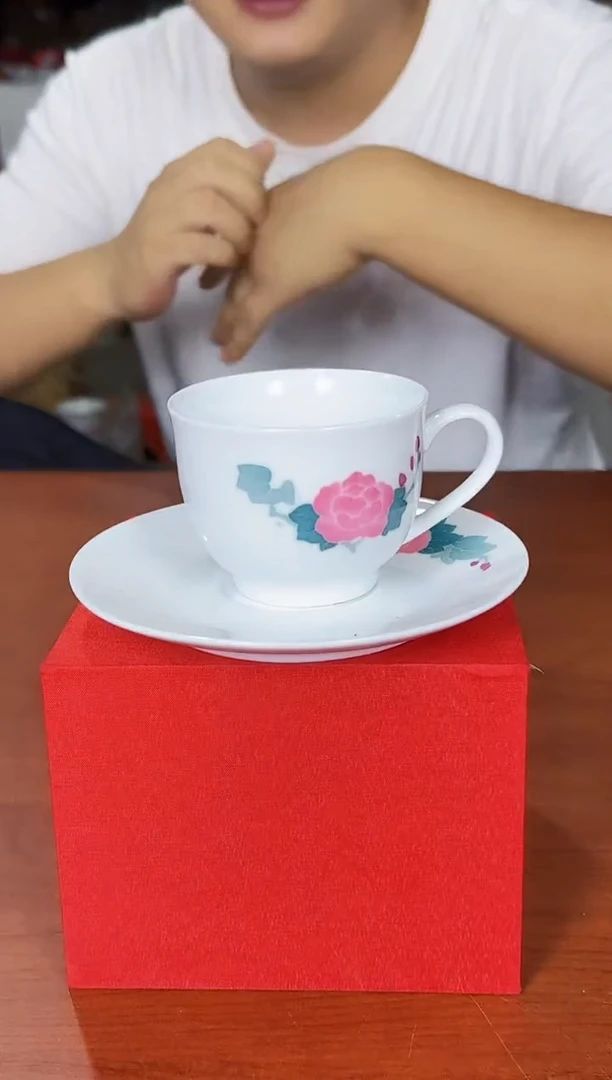 015函夏非遗釉下五彩芙蓉花咖啡杯