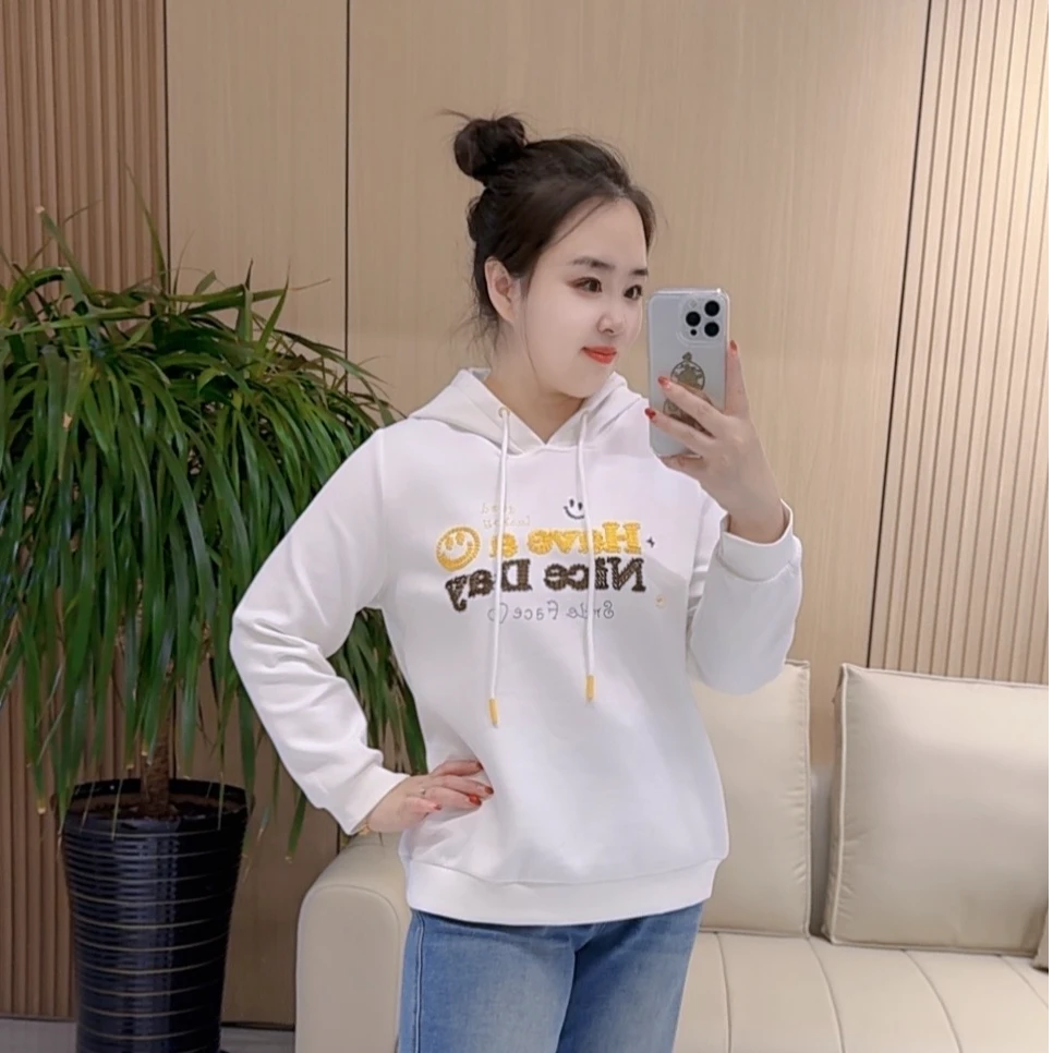 【聪姐推荐】5590韩系休闲百搭刺绣字母简约风卫衣（衣长62，胸围124）