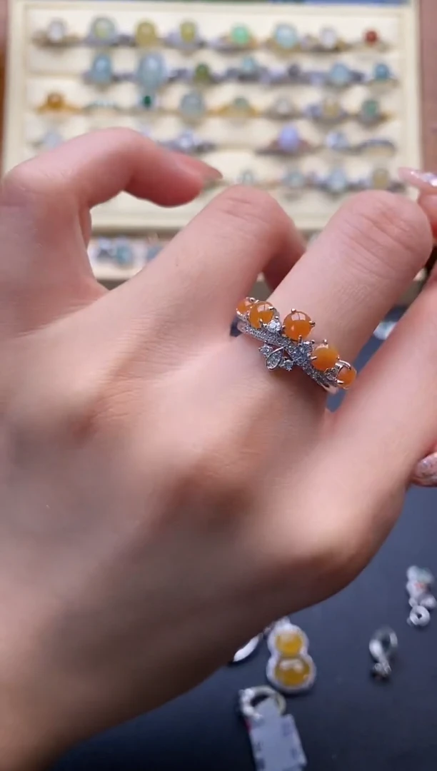 翡翠戒指银S925镶嵌2222222+6